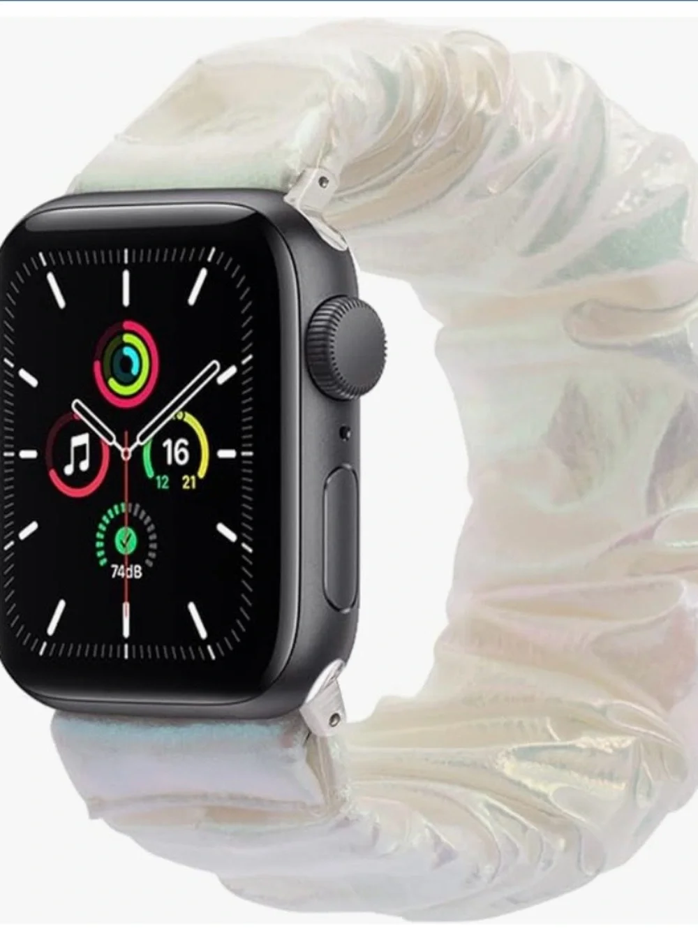 Iridescent White Scrunchie Band for Smartwatch
